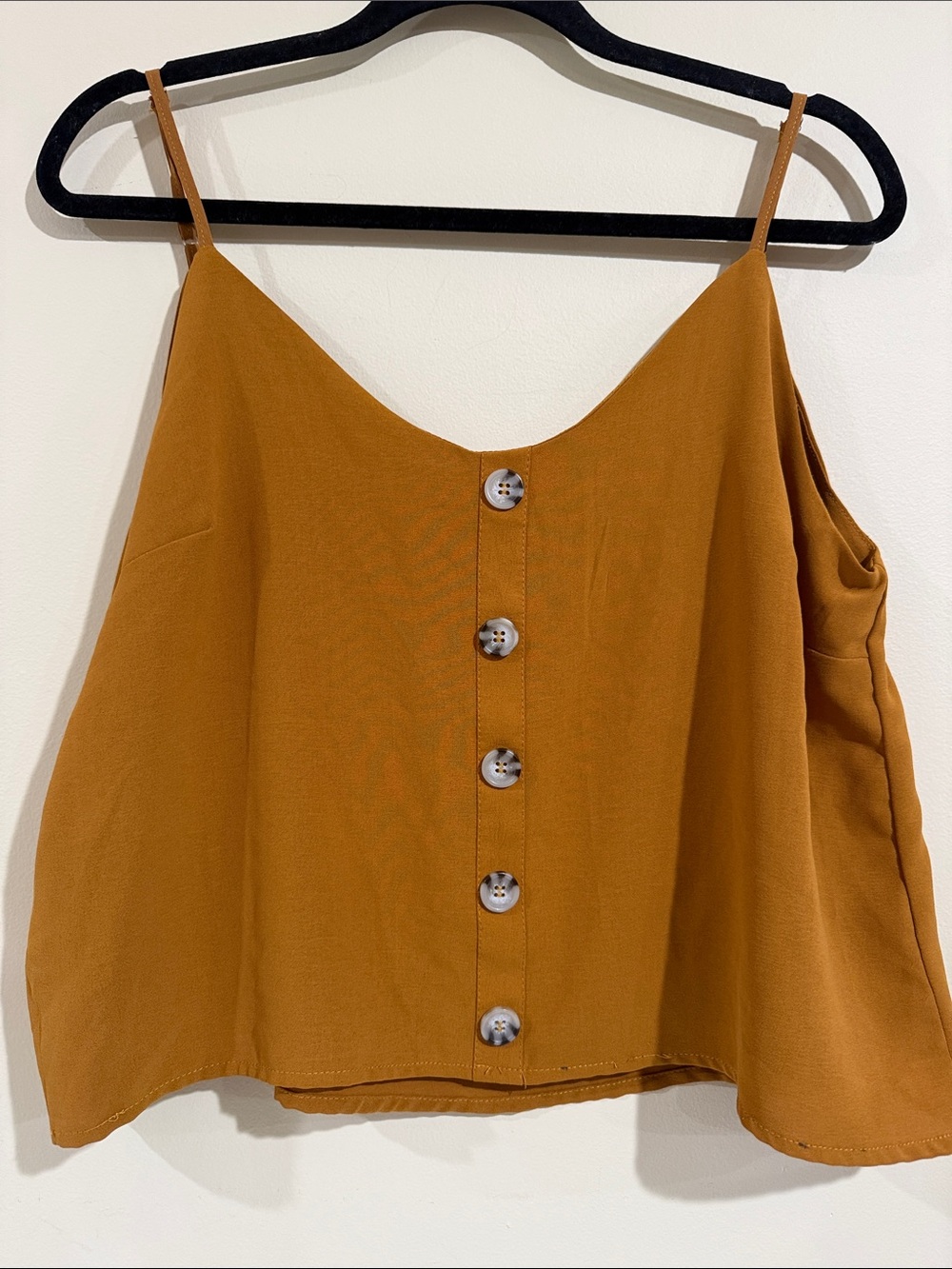 Charlotte Russe Mustard Adjustable Straps cropped top Camisole size large